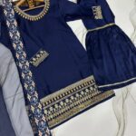 shamoz silk embroidered gharara shirt