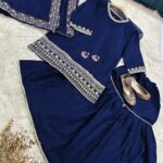 shamoz silk embroidered gharara shirt