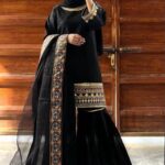 shamoz silk embroidered gharara shirt