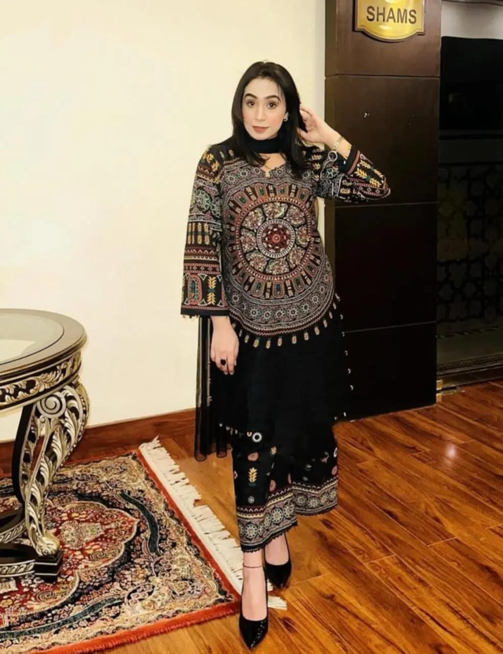 Swiss Lawn Mirror Work Shirt And Trouser